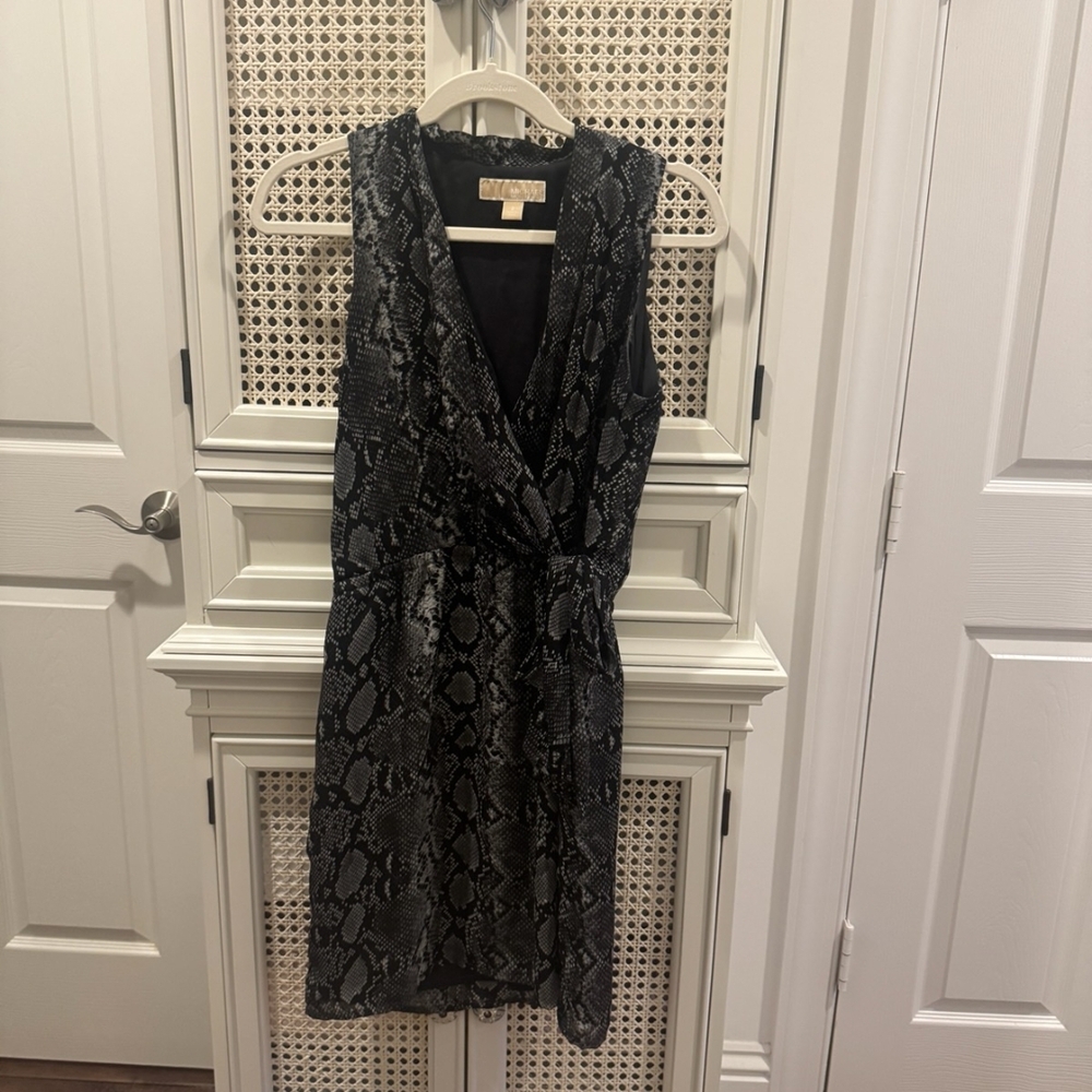 Michael Kors Black Snake Print Midi Dress